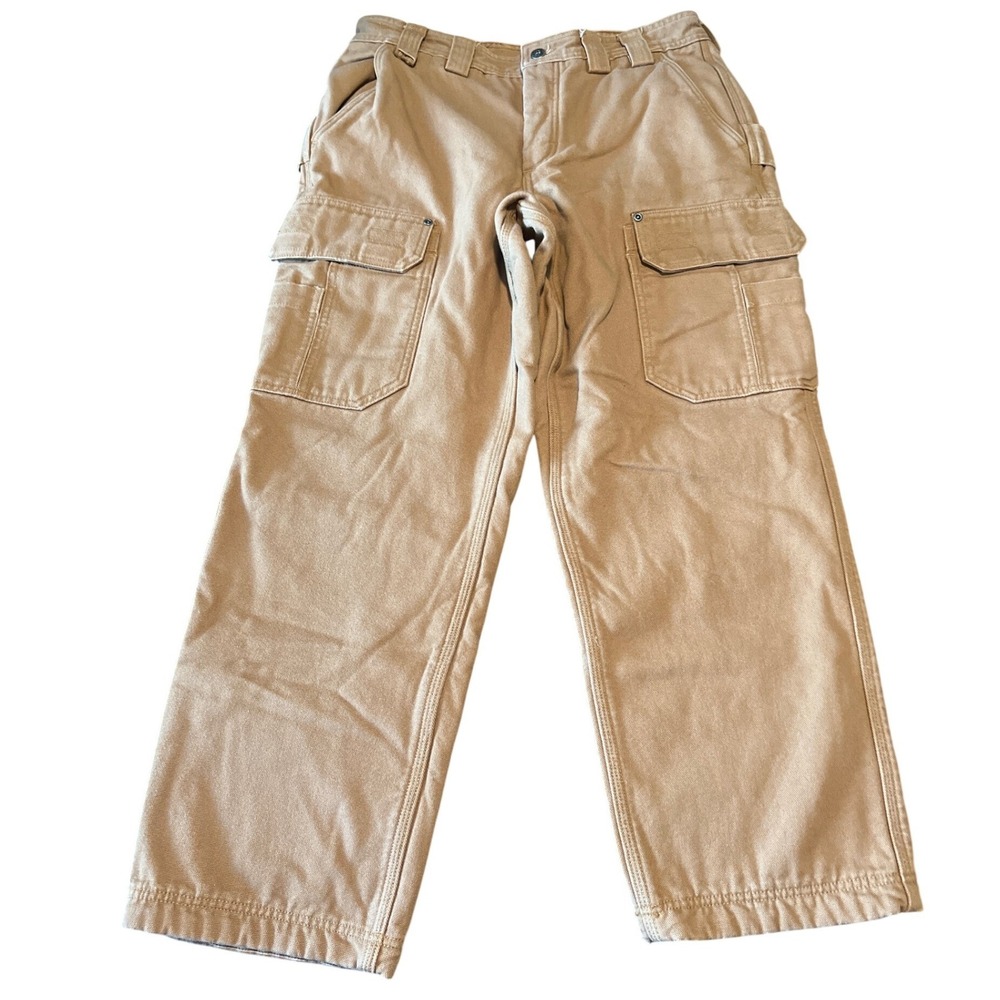 Duluth Trading Co Original Fire Hose Fleece Lined Cargo Pants 34x30 Tan Brown